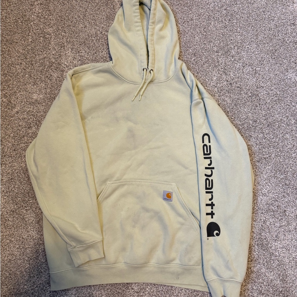 Carhartt Men's Light Green Hoodie with Logo Size XL